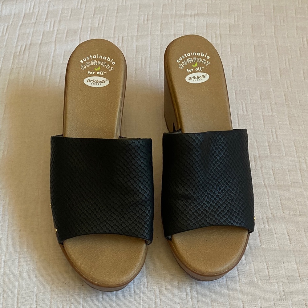 Dr. Scholl's Black Textured Slide Mules
